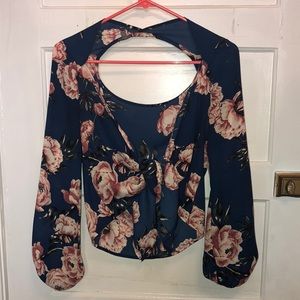 Front Tie Floral Blouse